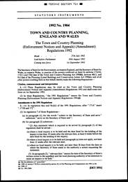 Town and Country Planning (Enforcement Notices and Appeals) (Amendment) Regulations 1992