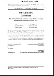 Environmentally Sensitive Areas (Loch Lomond) Designation Amendment Order 1992