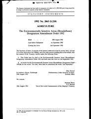 Environmentally Sensitive Areas (Breadalbane) Designation Amendment Order 1992