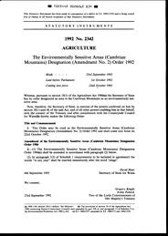 Environmentally Sensitive Areas (Cambrian Mountains) Designation (Amendment No 2) Order 1992