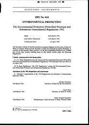 Environmental Protection (Prescribed Processes and Substances) (Amendment) Regulations 1992