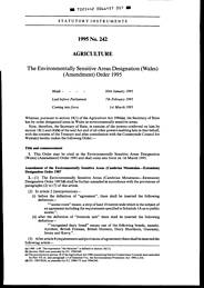 Environmentally Sensitive Areas Designation (Wales) (Amendment) Order 1995