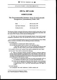 Environmentally Sensitive Areas (Loch Lomond) Designation (Amendment) Order 1995