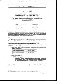Waste Management Licensing (Amendment) Regulations 1996