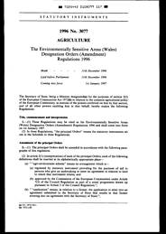 Environmentally Sensitive Areas (Wales) Designation Orders (Amendment) Regulations 1996