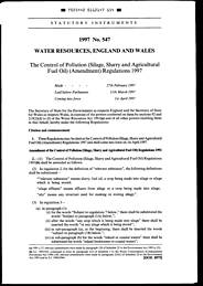 Control of Pollution (Silage, Slurry and Agricultural Fuel Oil) (Amendment) Regulations 1997