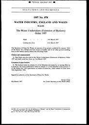 Water Undertakers (Extension of Byelaws) Order 1997