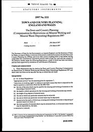 Town and Country Planning (Compensation for Restrictions on Mineral Working and Mineral Waste Depositing) Regulations 1997