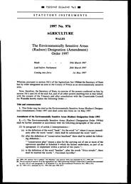 Environmentally Sensitive Areas (Radnor) Designation (Amendment) Order 1997