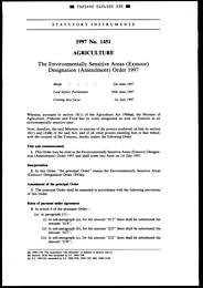 Environmentally Sensitive Areas (Exmoor) Designation (Amendment) order 1997