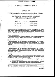 Surface Waters (Dangerous Substances) (Classification) Regulations 1998