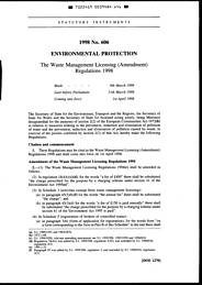 Waste Management Licensing (Amendment) Regulations 1998
