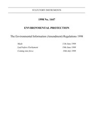 Environmental Information (Amendment) Regulations 1998