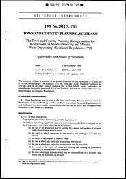 Town and Country Planning (Compensation for Restrictions on Mineral Working and Mineral Waste Depositing) (Scotland) Regulations 1998. (S.170)