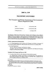 Transport and Works (Assessment of Environmental Effects) Regulations 2000