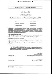 Countryside Access (Amendment) Regulations 1999