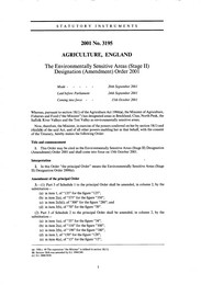 Environmentally Sensitive Areas (Stage II) Designation (Amendment) Order 2001