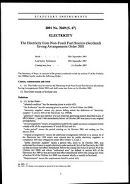 Electricity from Non-Fossil Fuel Sources (Scotland) Saving Arrangements Order 2001. (S.17)