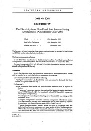 Electricity from Non-Fossil Fuel Sources Saving Arrangements (Amendment) Order 2001