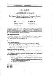 England Rural Development Programme (Project Variations) Regulations 2001