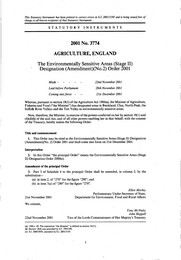 Environmentally Sensitive Areas (Stage II) Designation (Amendment) (No. 2) Order 2001