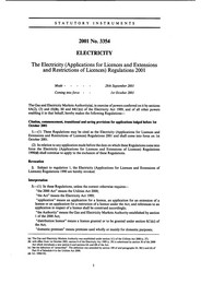 Electricity (Applications for Licences and Extensions and Restrictions of Licences) Regulations 2001