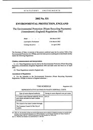 Environmental Protection (Waste Recycling Payments) (Amendment) (England) Regulations 2002