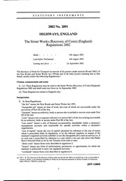 Street Works (Recovery of Costs) (England) Regulations 2002