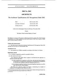 Architects' Qualifications (EC Recognition) Order 2002