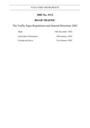 Traffic Signs Regulations and General Directions 2002