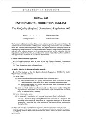 Air Quality (England) (Amendment) Regulations 2002