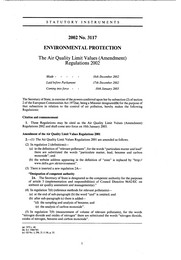 Air Quality Limit Values (Amendment) Regulations 2002