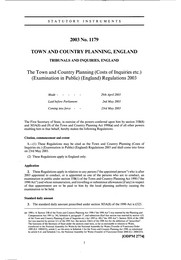 Town and Country Planning (Costs of Inquiries etc.) (Examination in Public) (England) Regulations 2003