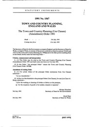 Town and Country Planning (Use Classes) (Amendment) Order 1991