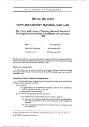 Town and Country Planning (General Permitted Development) (Scotland) Amendment (No 2) Order 1992 (S.213)