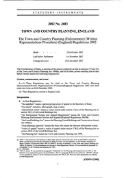 Town and Country Planning (Enforcement) (Written Representations Procedure) (England) Regulations 2002