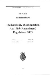 Disability Discrimination Act 1995 (Amendment) Regulations 2003
