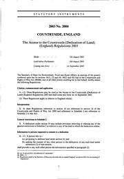 Access to the Countryside (Dedication of Land) (England) Regulations 2003