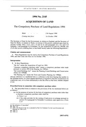 Compulsory Purchase of Land Regulations 1994