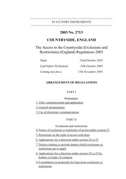 Access to the Countryside (Exclusions and Restrictions) (England) Regulations 2003