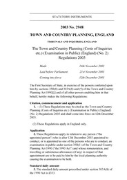 Town and Country Planning (Costs of Inquiries etc.) (Examinations in Public) (England) (No.2) Regulations 2003