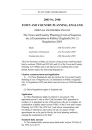 Town and Country Planning (Costs of Inquiries etc.) (Examinations in Public) (England) (No.2) Regulations 2003
