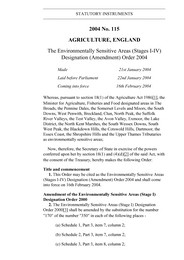Environmentally Sensitive Areas (Stages I-IV) Designation (Amendment) Order 2004