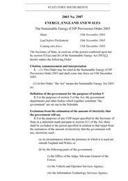 Sustainable Energy (CHP Provisions) Order 2003
