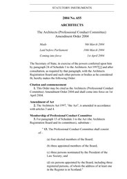 Architects (Professional Conduct Committee) Amendment 2004