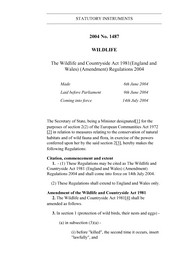 Wildlife and Countryside Act 1981 (England and Wales) (Amendment) Regulations 2004