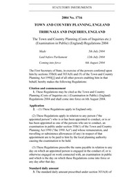 Town and Country Planning (Costs of Inquiries etc.) (Examination in Public) (England) Regulations 2004