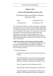 Business Improvement Districts (England) Regulations 2004