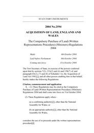 Compulsory Purchase of Land (Written Representations Procedure) (Ministers) Regulations 2004