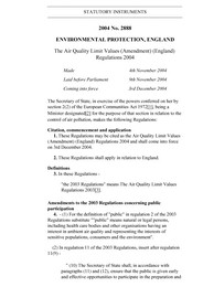 Air Quality Limit Values (Amendment) (England) Regulations 2004